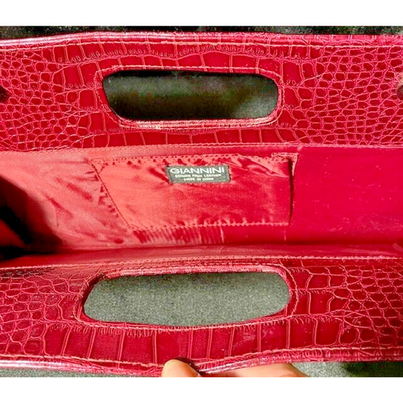 Woman's Clutch Purse Giannini Leather Bag Burgundy - Picture 4 of 5